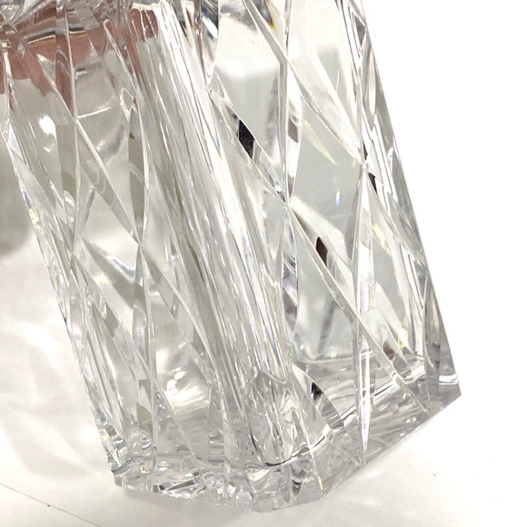 Vintage clear leaded crystal liquor decanter whiskey bottle with faceted stopper - Picture 8 of 11